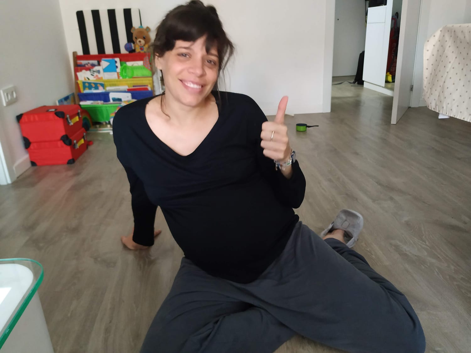 Cristina durante el parto, con unos 5 cm de dilatación